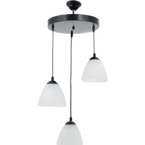 Üçlü Siyah Metal Gövde Opal Camlı Avize Çap 30 cm
