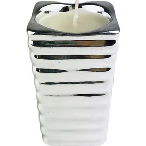 Alesta Home Gümüş Renkte Seramik Kapta Mum 7.5X11CM