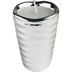 Alesta Home Gümüş Renkte Seramik Kapta Mum 7.5X11CM