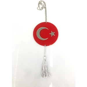 Türk Bayrağı Pleksi Dikiz Aynası Süsü (Kabartmalı Tasarım)