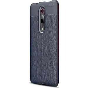 Xiaomi Redmi K20 Pro Niss Silikon Deri Görünümlü Kılıf + Nano Glass Lacivert