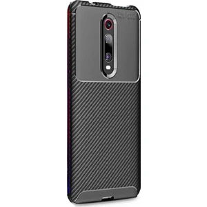 Xiaomi Mi 9T Pro Negro Karbon Dizayn Silikon Kılıf + Nano Glass Lacivert