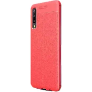 Samsung Galaxy A50s Niss Silikon Deri Görünümlü Kılıf Kırmızı