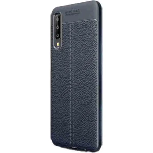 Samsung Galaxy A50s Niss Silikon Deri Görünümlü Kılıf Lacivert