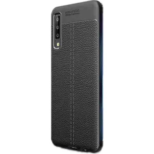 Samsung Galaxy A50s Niss Silikon Deri Görünümlü Kılıf Siyah