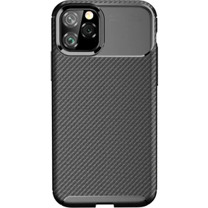 Apple iPhone 11 Pro Max Maxy Serisi Carbon Fiber Silikon Tpu Kılıf - Siyah