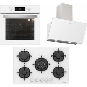 Ankastre Set Beyaz 60 cm Davlumbaz , CS5365W01 5 Gözlü ,woklu Beyaz Ankastre Ocak , B06504W01 Beyaz Ankastre Fırın