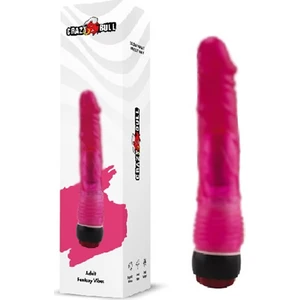 Crazy Bull 18 cm Titreşimli Pembe Jel Anal Vibratör Dildo Peni