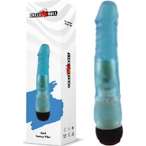 Crazy Bull 18 cm Titreşimli Mavi Jel Anal Vibratör Dildo Penis