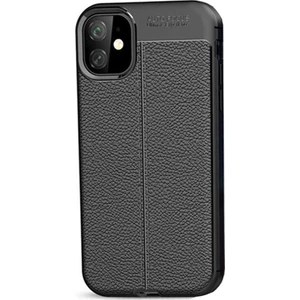 Apple iPhone 11 Leather Tpu Silikon Kılıf - Siyah