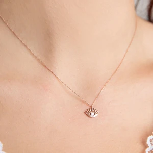 Papatya Silver Gümüş Tek Taşlı Göz Kolye