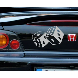 Melek - Şanslı Zar Araba Sticker 25 X 17 cm Metalik Gri