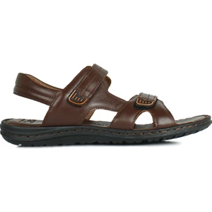 850186 232 Erkek Kahve Deri Sandalet