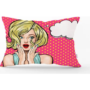 Pop Art Resimli Dijital Baskılı Dekoratif Dikdörtgen Yastık Kırlent Kılıfı