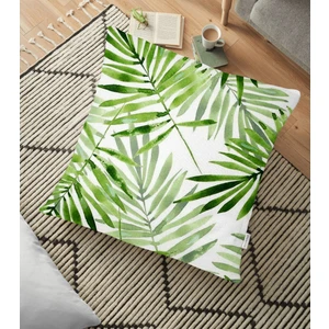 Suluboya Ince Yapraklar Modern Tasarımlı Dekoratif Yer Minderi - 70 x 70 cm