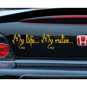 Melek - Benim Hayatım, Benim Kurallarım. My Life My Rules Araba Sticker 25 x 6 cm Sarı