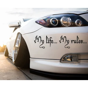 Melek - Benim Hayatım, Benim Kurallarım. My Life My Rules Araba Sticker 30 x 7.5 cm Siyah