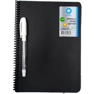 40 Sayfa Siyah Defter ve Beyaz Kalem