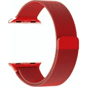 Apple Watch Uyumlu Seri 3/4/5 Premium Metal Milano Kordon 38-40 mm - Kırmızı