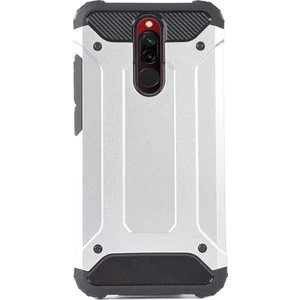 Case 4U Xiaomi Redmi 8-8A Kılıf Military Armor Çift Katmanlı Crash Silikon Kılıf Gümüş