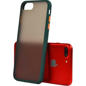 Case 4U Apple iPhone 7-8 Plus Kılıf Mat Yüzey Defence Silikon Fri Arka Kapak Koyu Yeşil