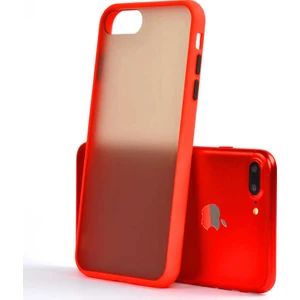 Case 4U Apple iPhone 7-8 Plus Kılıf Mat Yüzey Defence Silikon Fri Arka Kapak Kırmızı