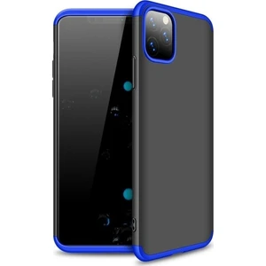 Case 4U Apple iPhone 11 Pro Max Kılıf 3 Parçalı Tam Koruma Sert Mika Ays Kapak Siyah Mavi