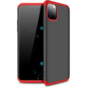 Case 4U Apple iPhone 11 Pro Max Kılıf 3 Parçalı Tam Koruma Sert Mika Ays Kapak Siyah Kırmızı