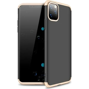 Case 4U Apple iPhone 11 Pro Max Kılıf 3 Parçalı Tam Koruma Sert Mika Ays Kapak Siyah Altın