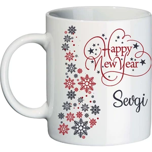 Isimli Happy New Year Hediyelik Yılbaşı Kupa Bardak