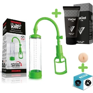 Yeşil Renkli Penis Vakum Pompası + Yedek Başlık + 50 ml Krem