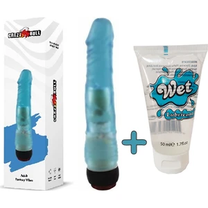 Titreşimli Mavi Jel Anal Vibratör Dildo Penis + Wet 50 ml