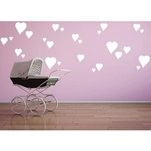 Hepsi Tedarik Bugybagy Dekoratif Çocuk Odası Beyaz Kalp Yağmuru Sticker 97 Adet  Karışık Çocuk Odası Duvar Süsleri