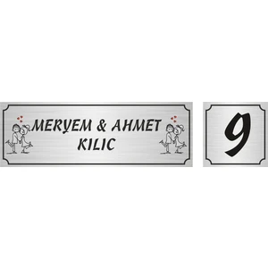 Özarslan DizaynSevgili Model Kapı İsimlik 5 x 15 cm + No 5 x 5 cm Gümüş