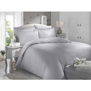 Tek Kişilik Pamuk Saten Çizgili Nevresim Takımı Gri