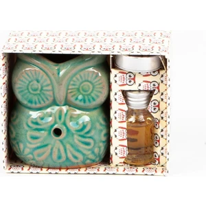 Seramik Buhurdanlık Seti Yeşil Baykuş Temalı