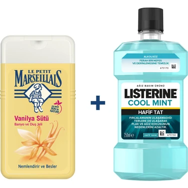 Le Petit Marseillais Duş Jeli Vanilya Sütü 250 ml + Listerine Cool Mint Hafif Tat 250