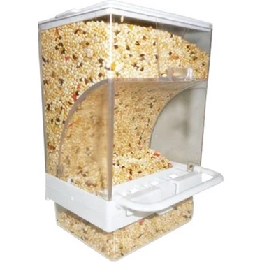 Beyaz Garden Mix Akıllı Kuş Yemliği Taban Hazneli 14,5 cm Kafes Kuşları İçin Ergonomik