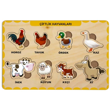 Maketçiniz Ahşap Çiftlik Hayvanları Bul Tak Eğitici Oyuncak 0-4 Yaş İçin 8