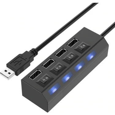 PolyGold 4 USB Port Çoklayıcı Anahtarlı Işıklı Çoğaltıcı