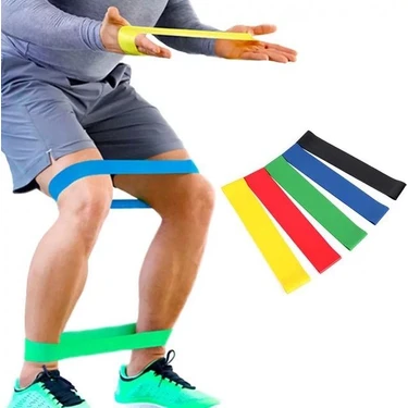 Clifton Pilates Direnç Lastiği Aerobik Yoga Gym Egzersiz Bandı Spor Seti Plates 5'li Bant Seti