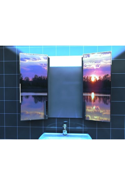 Artila Işıklı Kapaklı Günbatımı Lavabo Üstü Banyo Dolabı 120 x 90 cm