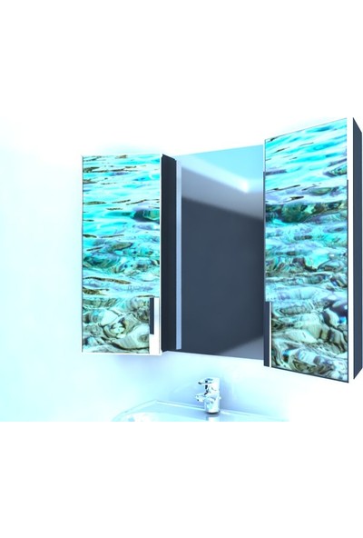 Artila Işıklı Kapaklı Deniz Dibi Lavabo Üstü Aynalı Banyo Dolabı 120 x 90 cm