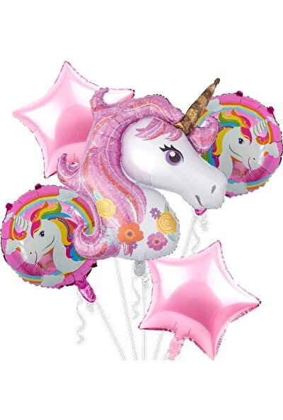 Buldum Unicorn Folyo Balon Seti Pembe 5 Li Set