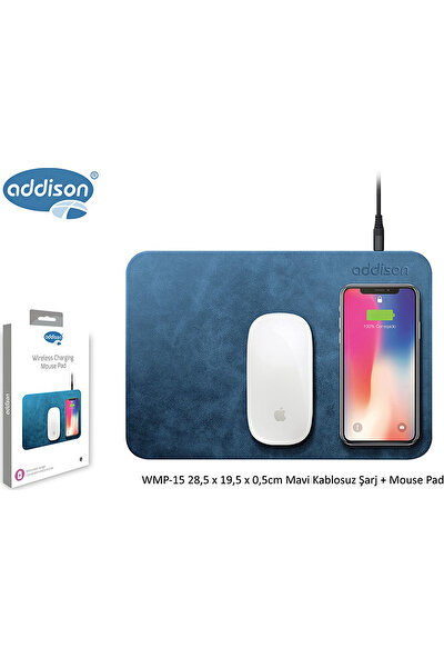 Addison WMP-15 Kablosuz Şarjlı Mouse Pad Mavi