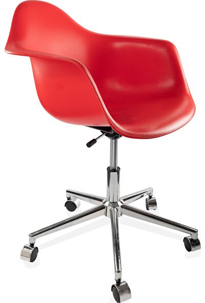Dorcia Home Kolçaklı Ofis Sandalyesi Çalışma Koltuğu Ofis Koltuğu Kırmızı