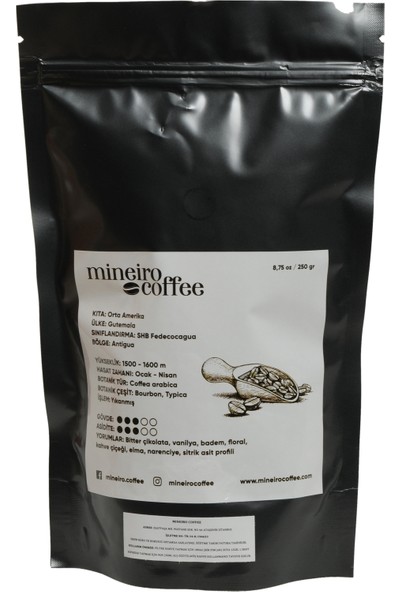 Mineiro Coffee Single Origin Guatemala Antigua Öğütülmüş Filtre Kahve 250 gr.