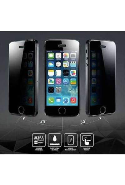 Glass Apple iPhone 6 Tam Kaplayan Privacy Hayalet Cam Ekran Koruyucu Siyah