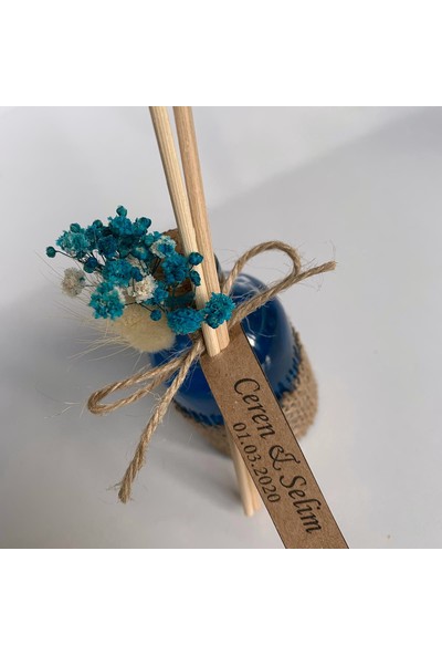 Antrasit Organizasyon Bambu Çubuklu 50 cc Oda Kokusu Nikah Nişan Söz Bebek Şekeri Hediyelik 20'li Mavi