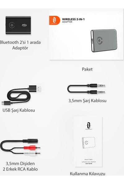TaoTronics TT-BA07 Bluetooth Stereo Ses Müzik Alıcı/Verici 2'si 1 arada Adaptör (Çift Cihaz Desteği)